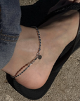Oval Sterling Beaded Anklet