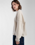 Cream Boucle Rolled Sweater