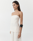 Strapless Rouleau Tie Top - Ivory