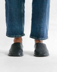 Black Leather Mule