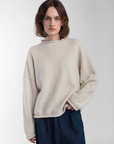 Cream Boucle Rolled Sweater