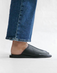 Black Leather Mule