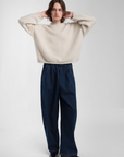 Cream Boucle Rolled Sweater