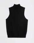 Merino Wool Turtleneck Vest - Black