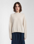 Cream Boucle Rolled Sweater