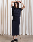 Thick Knit T-Shirt - Deep Navy