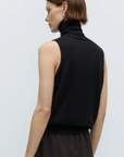 Merino Wool Turtleneck Vest - Black