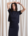 Thick Knit T-Shirt - Deep Navy