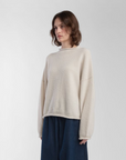 Cream Boucle Rolled Sweater
