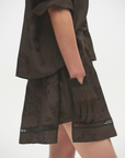 Jacquard Skirt Pants - Dark Brown