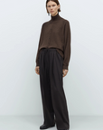 Pleated Relaxed Pants - Dark Brown