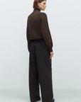 Pleated Relaxed Pants - Dark Brown