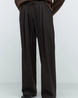 Pleated Relaxed Pants - Dark Brown