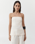 Strapless Rouleau Tie Top - Ivory