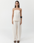 Strapless Rouleau Tie Top - Ivory