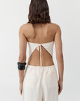 Strapless Rouleau Tie Top - Ivory