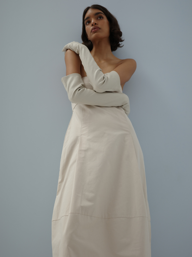 Canvas Pleat Cocoon Dress - Shell