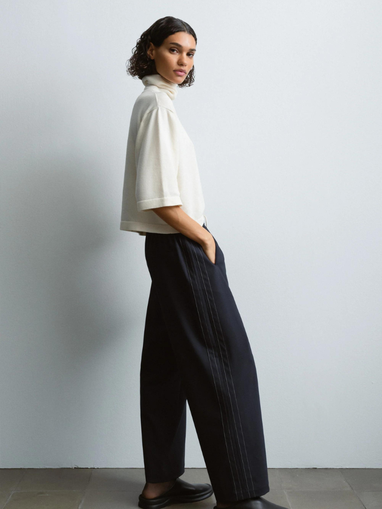 Cotton & Cashmere Turtleneck Sweater - Natural