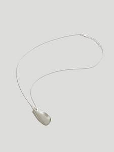 Large Pebble Pendant Necklace - Silver