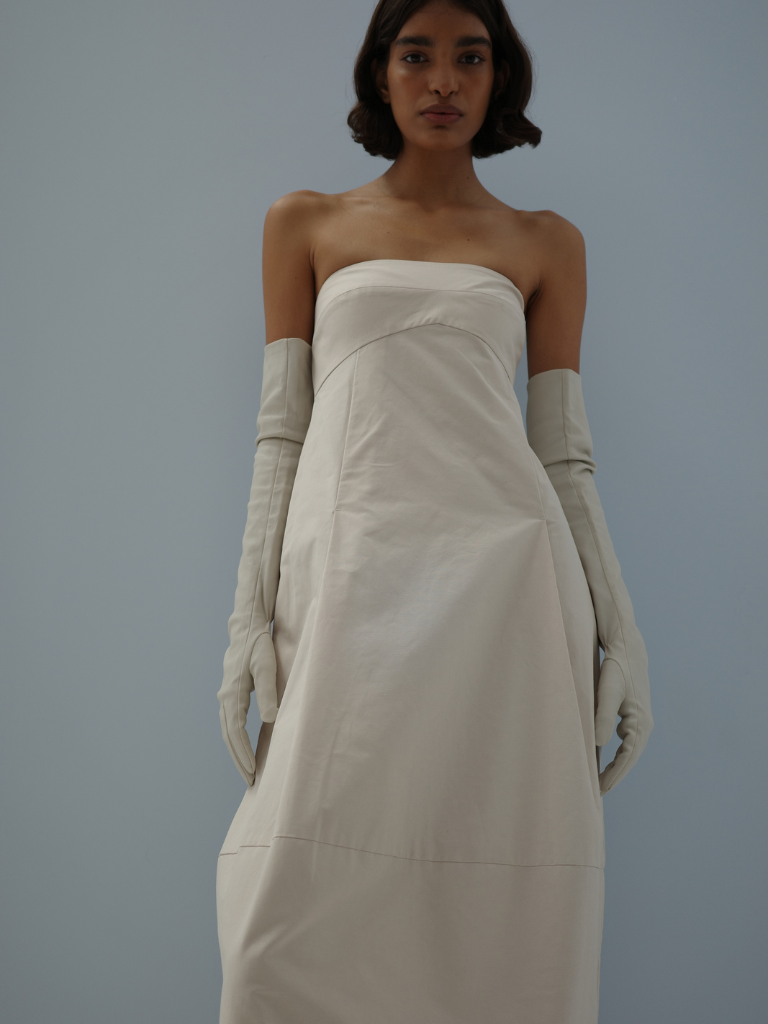Canvas Pleat Cocoon Dress - Shell