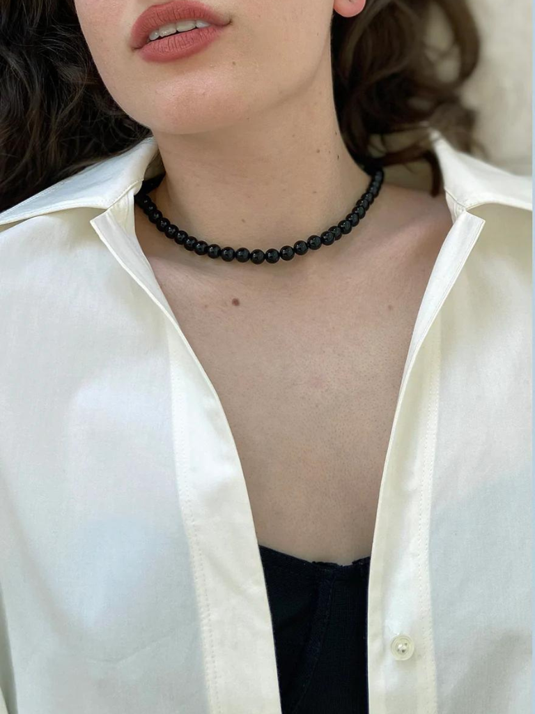 Frances Necklace - Black Onyx & Silver