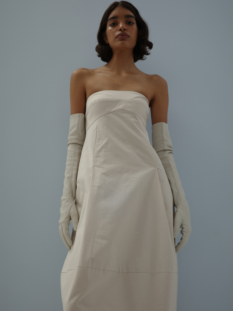Canvas Pleat Cocoon Dress - Shell