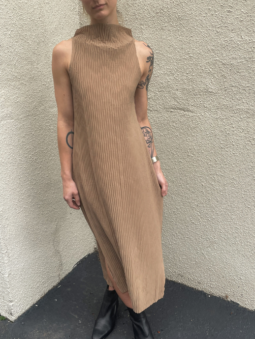 Wave Tank Dress - Beige Acetate