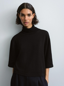 Cotton & Cashmere Turtleneck Sweater - Black