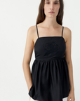 Cotton Embroidered Top - Black
