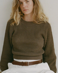 Waffle Crewneck - Bark (Pima Cotton, Linen)