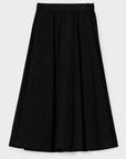 Relaxed Circle Skirt - Black Parchment Poplin