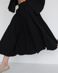 Relaxed Circle Skirt - Black Parchment Poplin