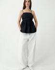 Cotton Embroidered Top - Black