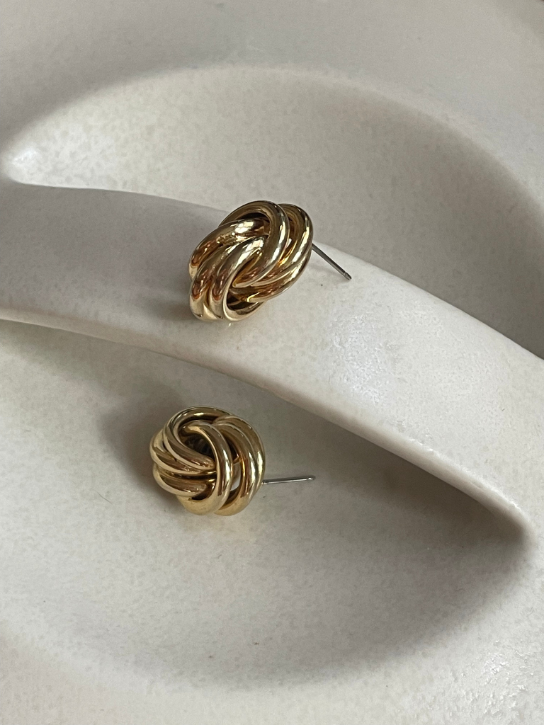 Vintage Gold Triple Knot Earrings