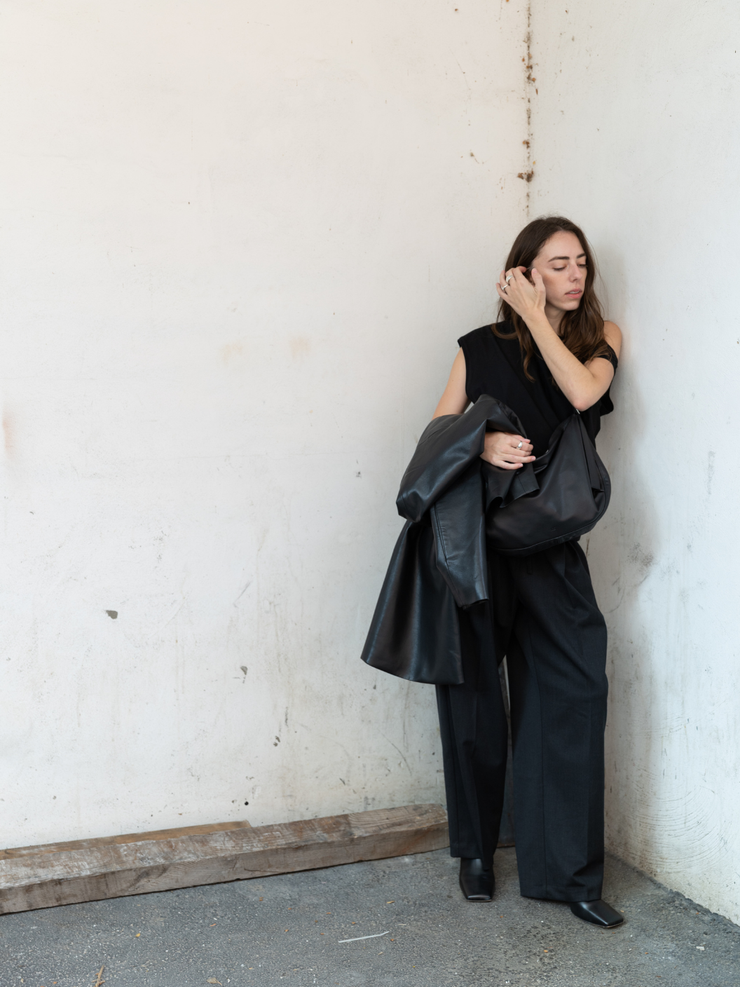 Pleated Relaxed Pants - Anthracite