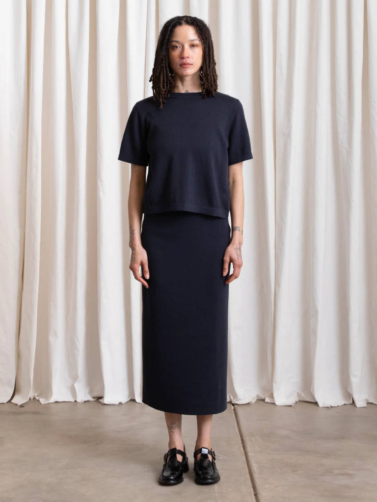 Thick Knit T-Shirt - Deep Navy