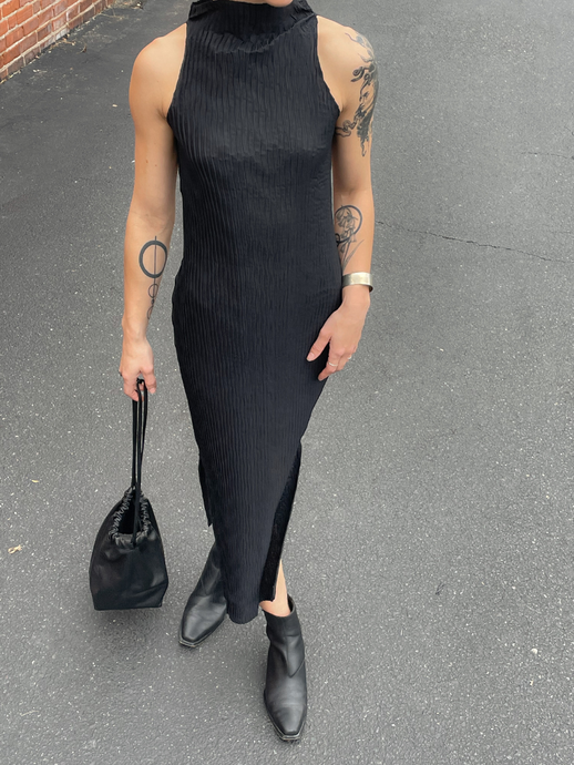 Wave Tank Dress - Black