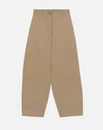 Cotton Curved Pants - Camel