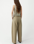 Cotton Curved Pants - Camel
