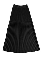 Load image into Gallery viewer, Cotton/Wool Pleated Midi Skirt - Black