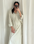 Button Down Oversized Shirt - Ecru