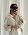 Button Down Oversized Shirt - Ecru