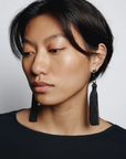 Miriam Earrings - Sterling Silver, Onyx