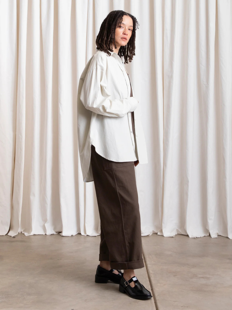Button Down Oversized Shirt - Ecru