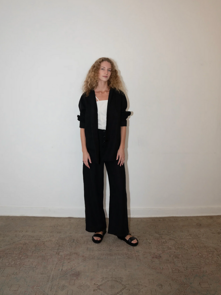 Nadine Blazer - Black Linen