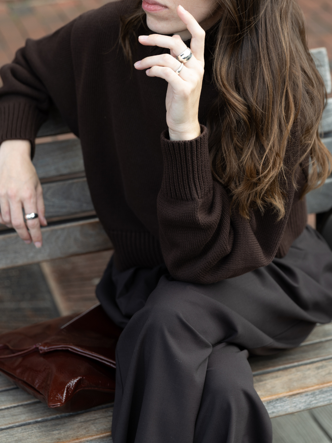 Pleated Relaxed Pants - Dark Brown