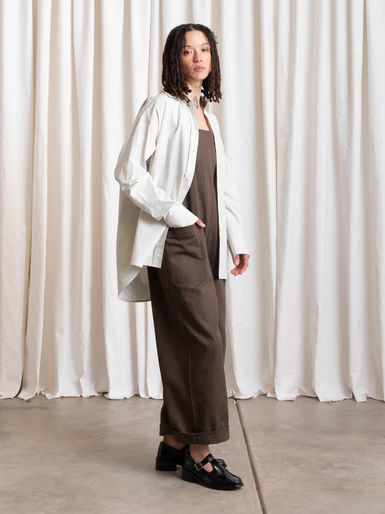 Button Down Oversized Shirt - Ecru