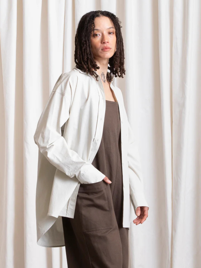 Button Down Oversized Shirt - Ecru