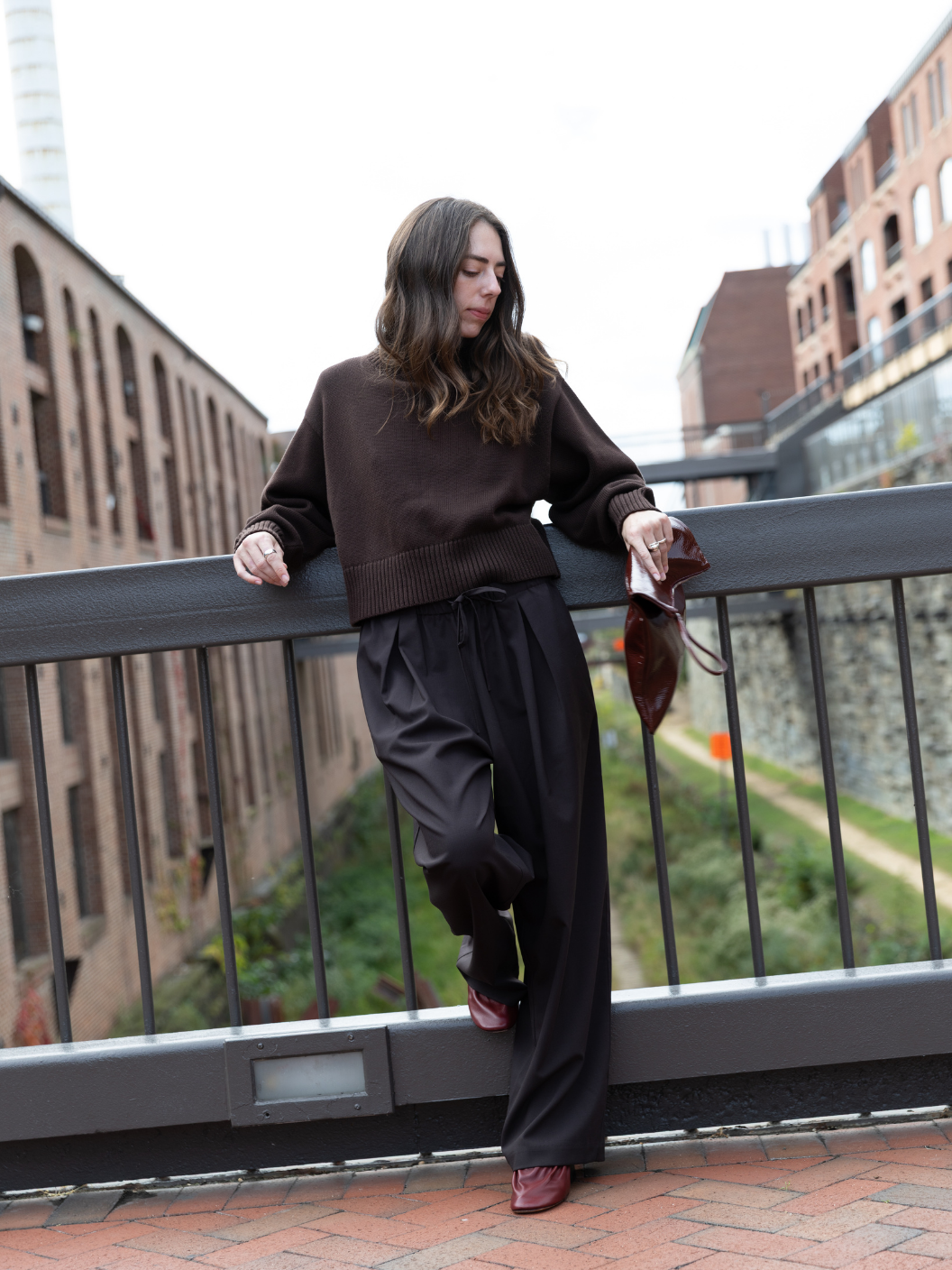 Pleated Relaxed Pants - Dark Brown
