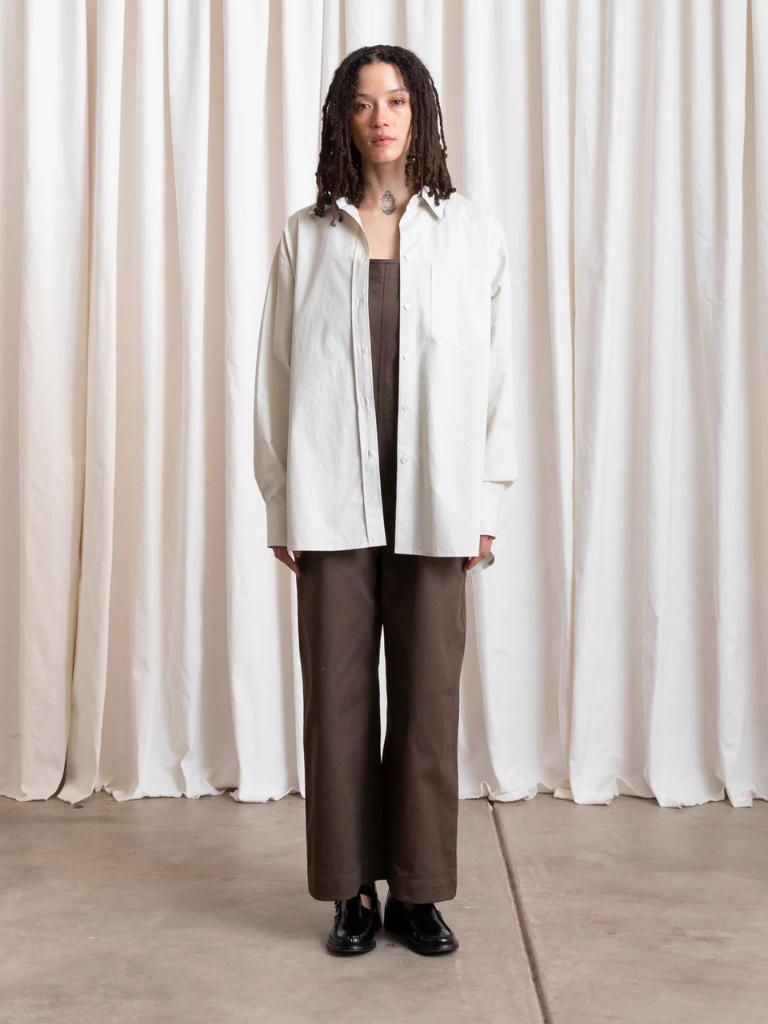 Button Down Oversized Shirt - Ecru